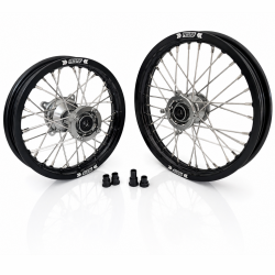 Paire de roues MX PROSTUF 65cc - KTM / GASGAS / HVA - 25-26 - Grandes roues 17/14 - Moyeux Titane / Jante noires