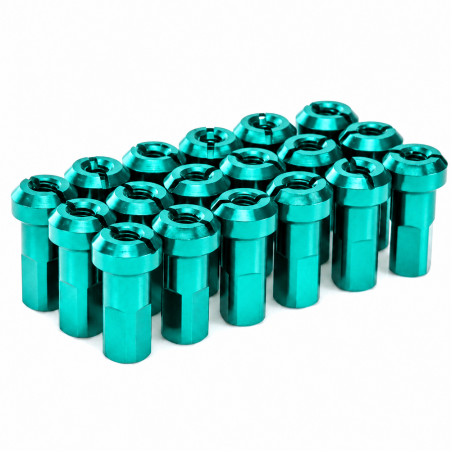 Pack écrous Rayons PROSTUF - Aluminium 4 mm / 8G (pack x36) - Turquoise