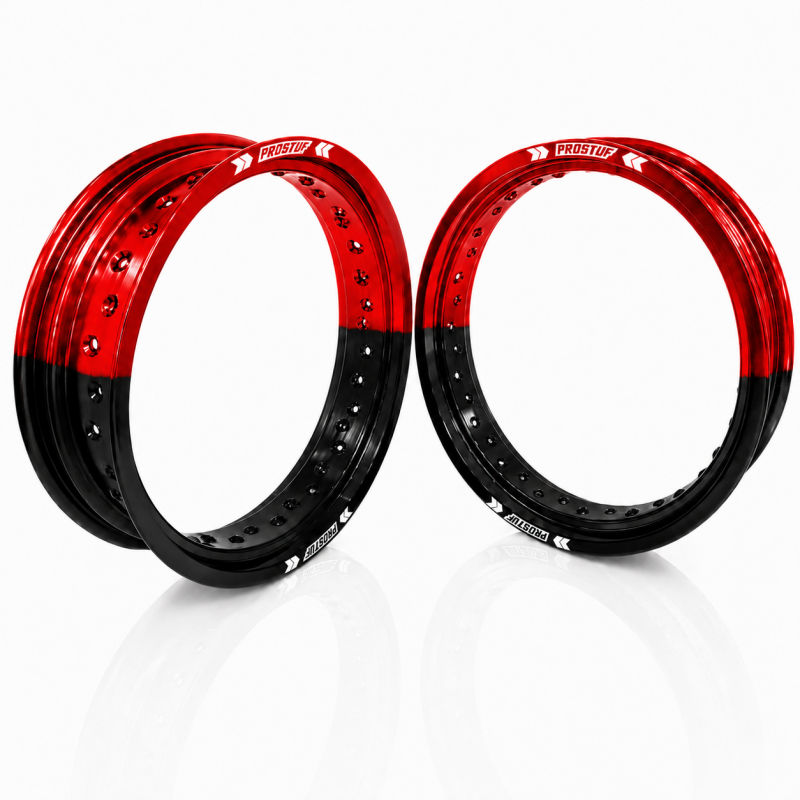 Jante avant + arrière PROSTUF - 17x3.50 & 17x4.50 - Rouge/Noir